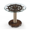 Beaufort Captain's Wheel End Table w Glass Top (2 in stock)