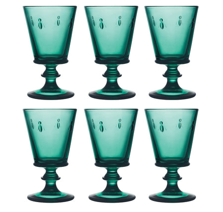 Colored Bee Wine Stem Emerald Glassware set of 6 (2 sets in stock)