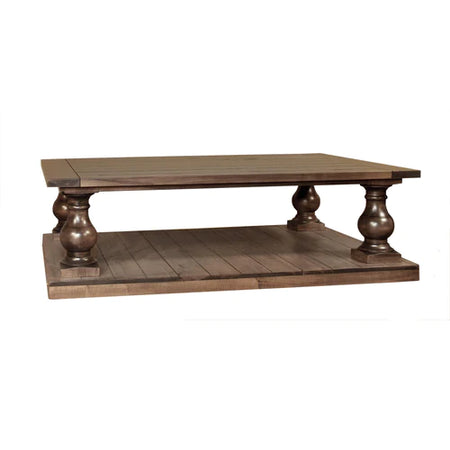 Bellamy Coffee Table w Lower Shelf weathered char stain 40x60