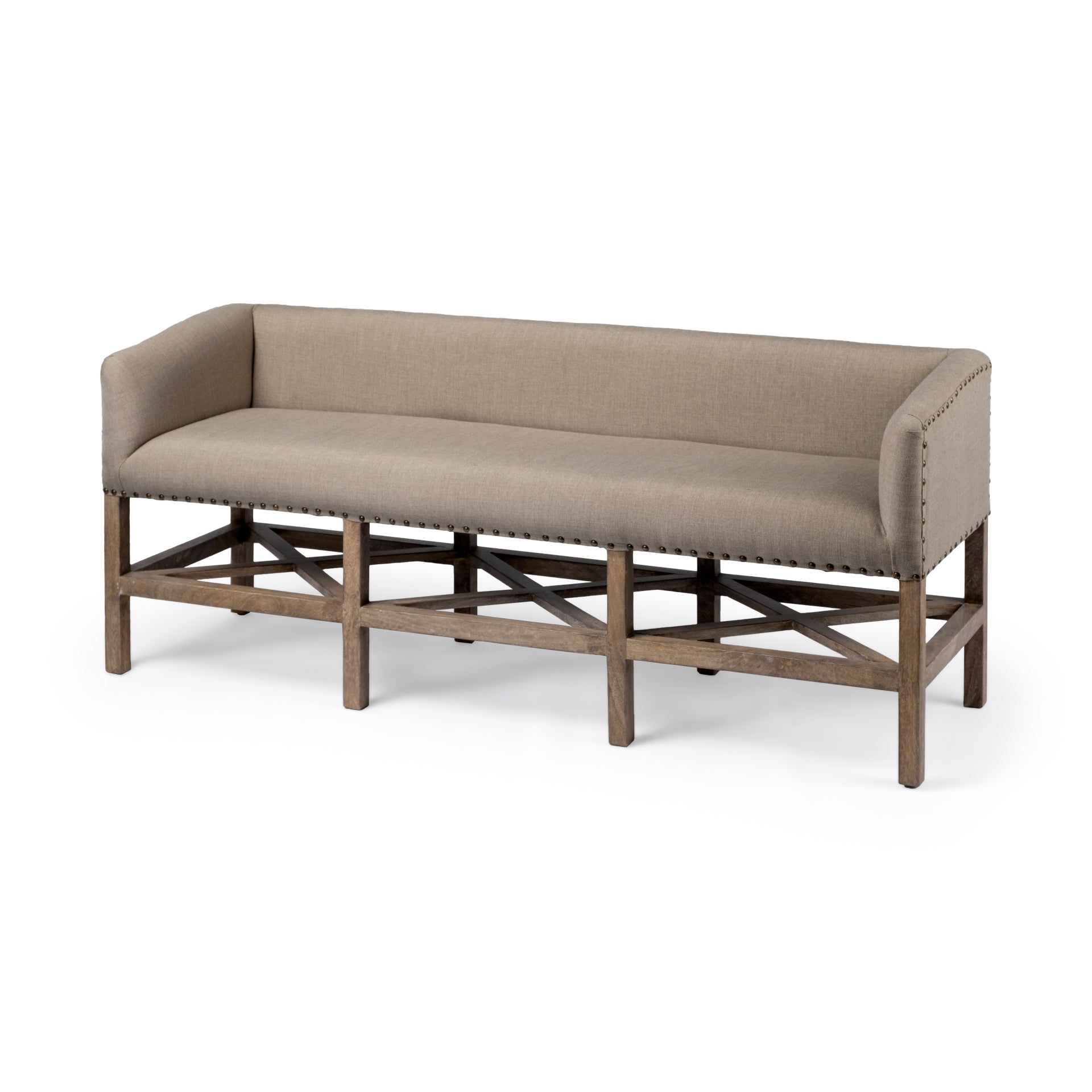 Bergen Beige Accent Bench 60 x 25"