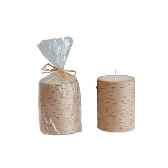 Birch Wrapped Pillar Candles 3" x 6" (5 in stock)