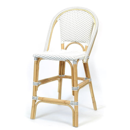 Bistro Counter Stool Grey/White Resin w Rattan Frame (3 in stock)