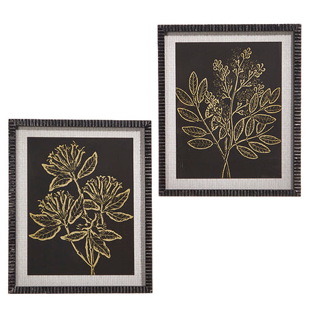 Black Botanical Art Framed with Glass  2 styles (2 in stock)