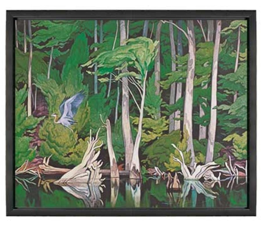 AJ Casson - Blue Heron 48 x 57" Framed Art Canvas