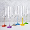 Rainbow Assorted Set of 6 Colored Bohemian Crystal Flutes