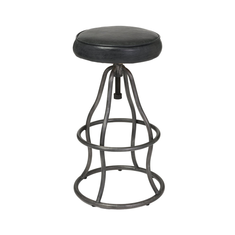 Bowie Vintage Black Leather Adjustable Stool