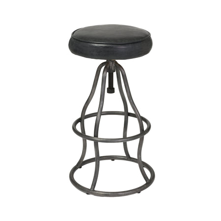 Bowie Vintage Black Leather Adjustable Stool