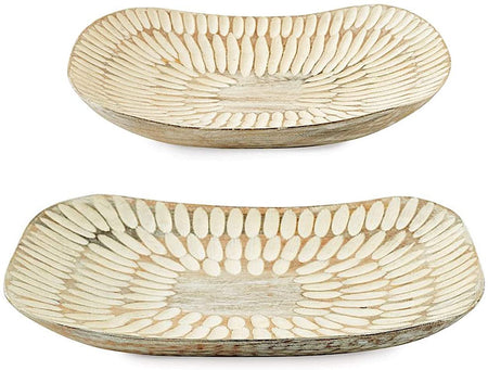 Whitewashed distressed wood platters set of 2 (3 sets in stock)