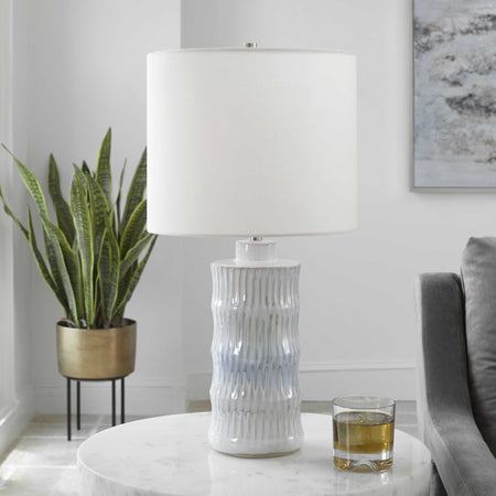 Ceramic Bamboo Soft Blue and Cream Table Lamp