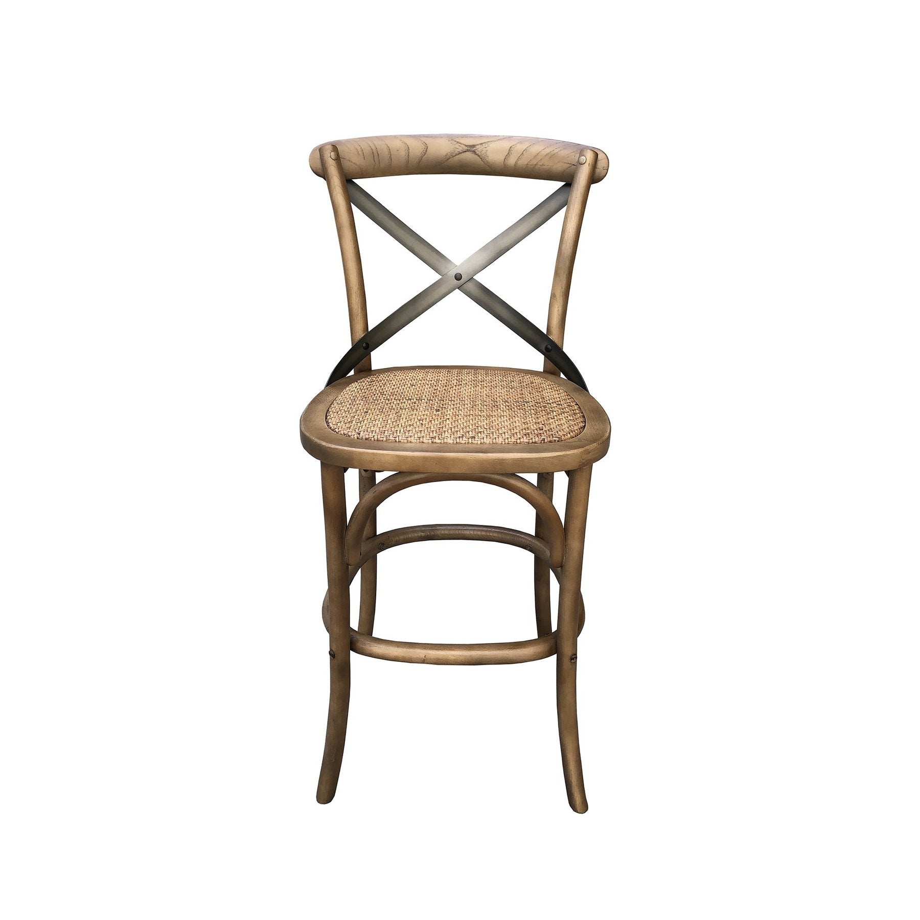 Cross Back Counter Stool Fixed Sundried Finish