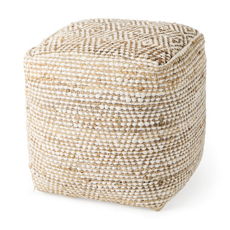Ekani Cream & Beige Pouf 16" (1 in stock)