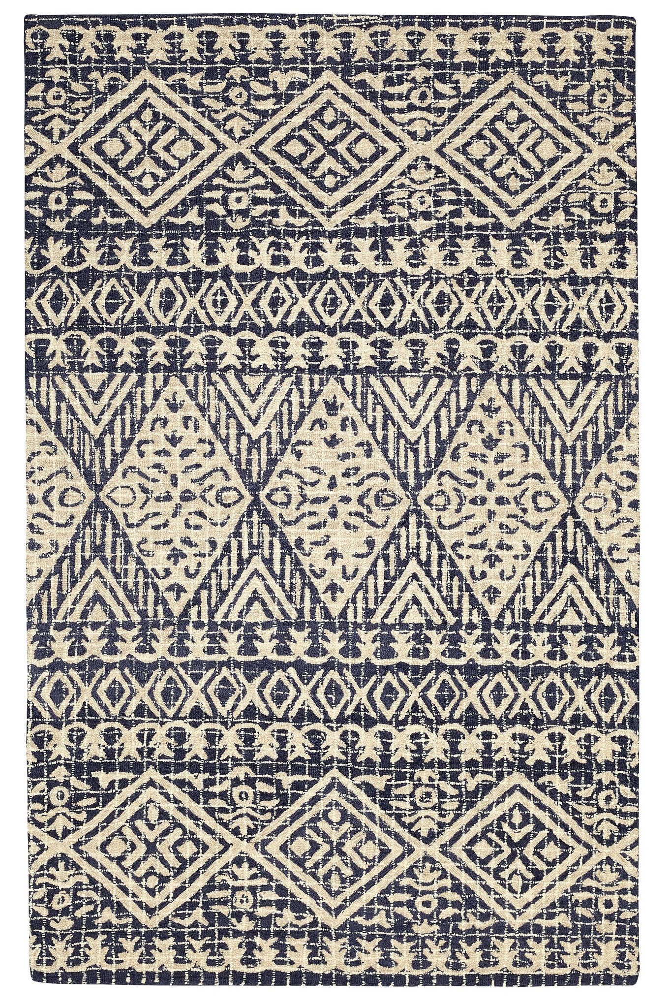 Elara Hand Tufted Wool Navy Multi Rug style 104 size 5' x8' (1 in stock)