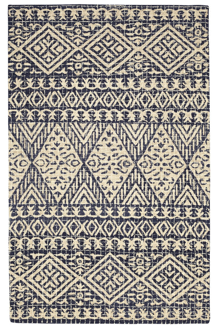 Elara Hand Tufted Wool Navy Multi Rug style 104 size 5' x8' (1 in stock)