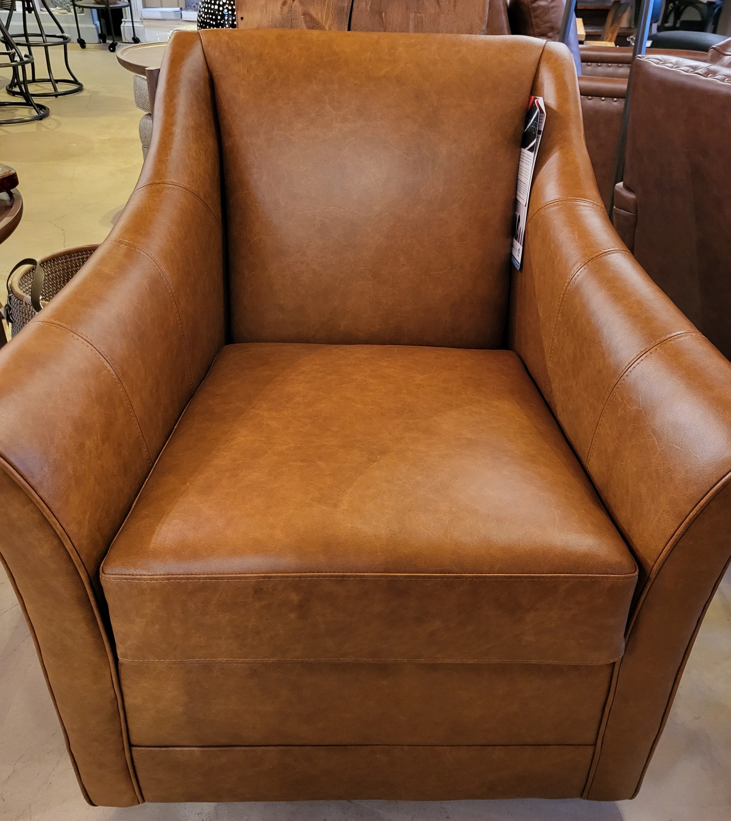 Eliza Praline Leather Swivel Chair