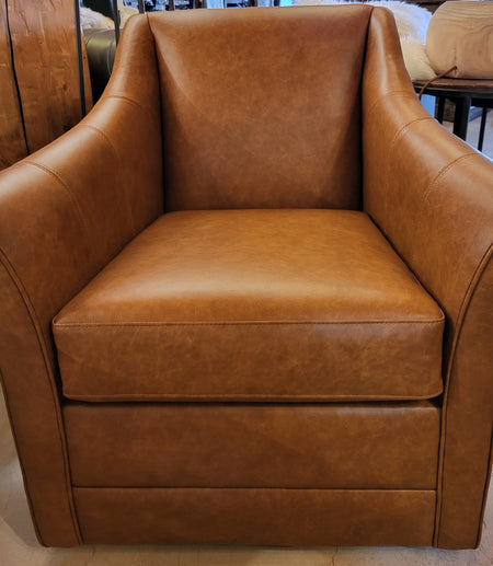 Eliza Praline Leather Swivel Chair