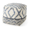 Eshana Cream & Denim Pouf 16" ( 4 in stock)