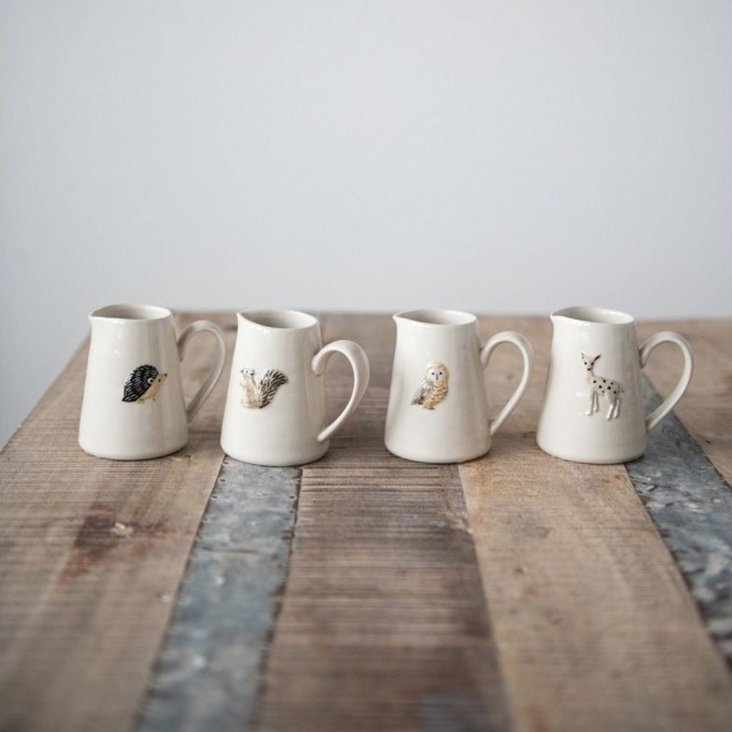 Little Stoneware Pitcher with Forest Animals  (9 in stock)