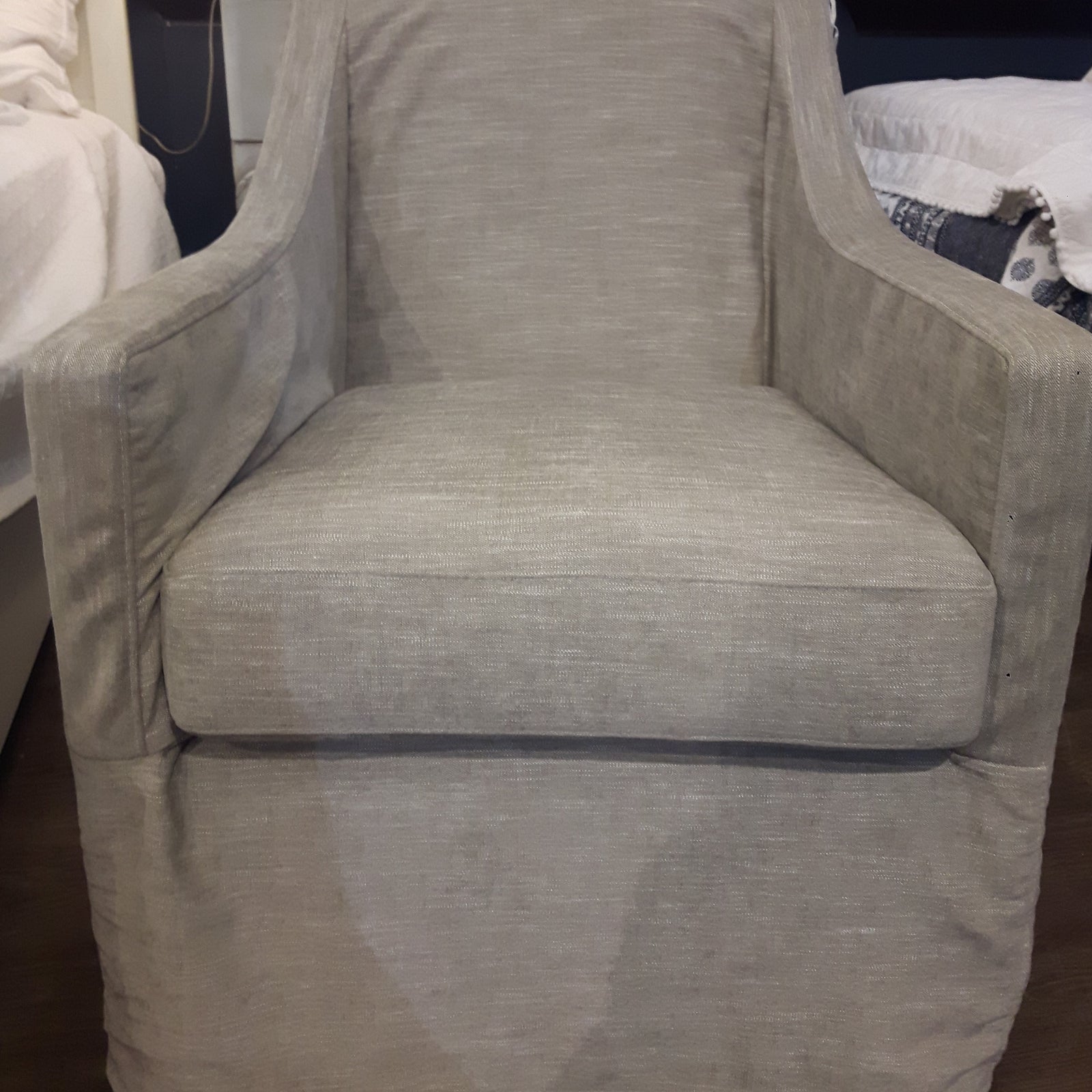 Slipcovered Slim Swivel Chair in Kalahari Pewter (1 in stock) Opportunity Buy