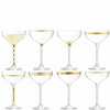 Gold Saucer Champagne Flutes set of 8 assorted