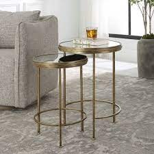 Brushed Gold Iron Nesting Tables set of 2