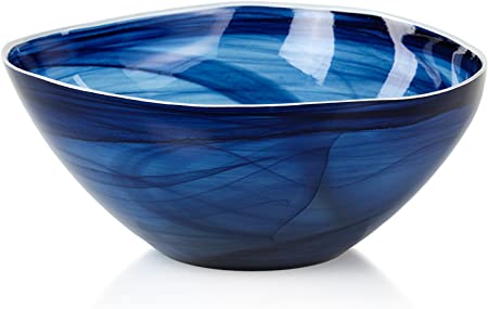 Alabaster Indigo Monte Carlo Glass Bowl 10" (3 in stock)