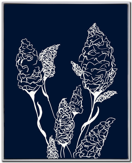 Art - Indigo Sketch 11 Framed Canvas (1 in stock)