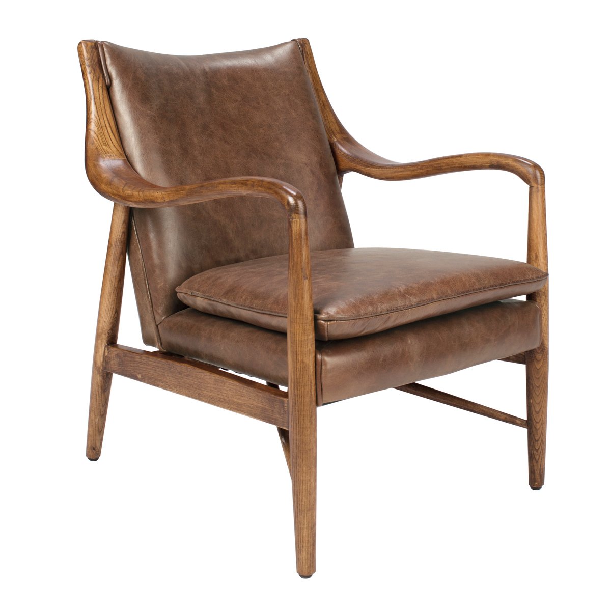 Kiannah Leather Club Chair Barrel Brown (4 in stock)