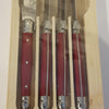 From France Laguiole Red Small Cheese Knives set of 4 (qty of 6 in stock)