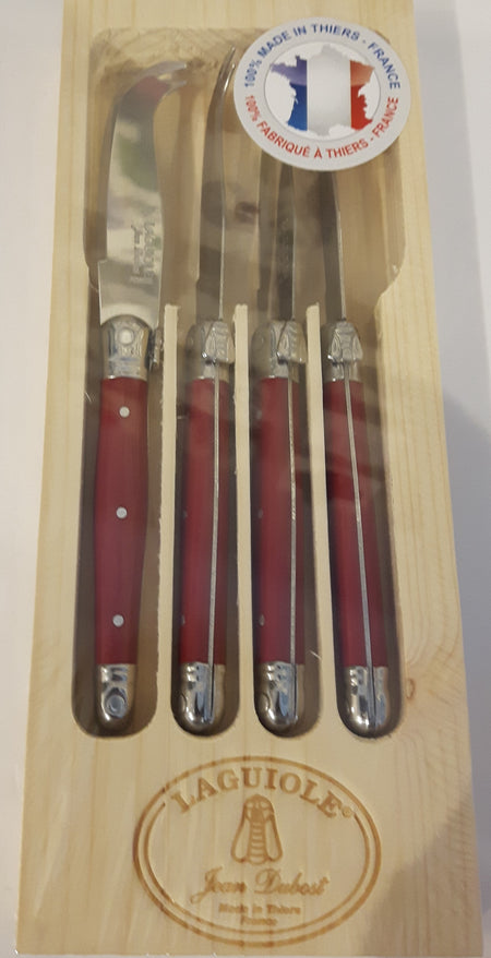 From France Laguiole Red Small Cheese Knives set of 4 (qty of 6 in stock)