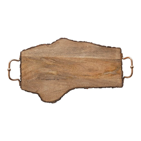 Live Edge Mango Wood Tray with Copper Handles (1 in stock)