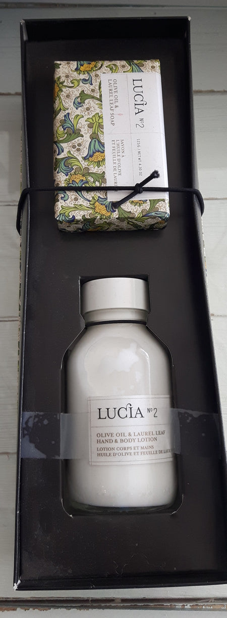 Lucia Olive Oil & Laurel Leaf Soap and Body Lotion 2 pc boxed set (2 sets in stock)