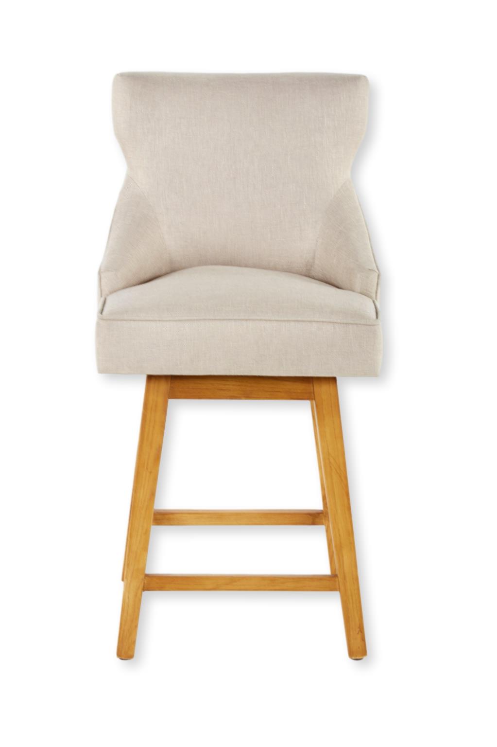 Lucy Swivel Counter Stool Natural Base/Biscuit Fabric (7 in stock)