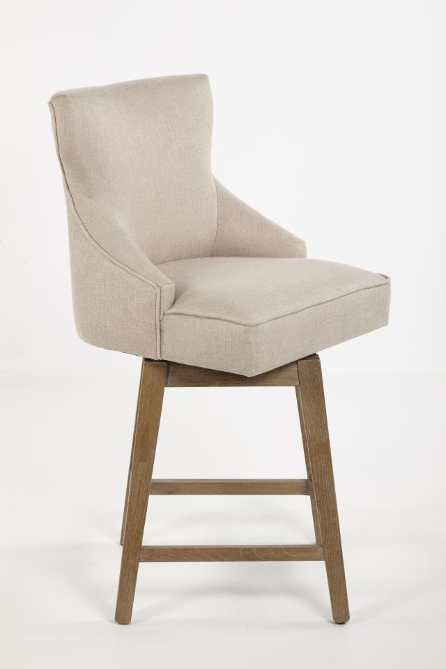 Lucy Swivel Counter Stool Natural Base/Biscuit Fabric (7 in stock)