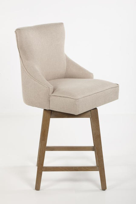 Lucy Swivel Counter Stool Natural Base/Biscuit Fabric (5 in stock)