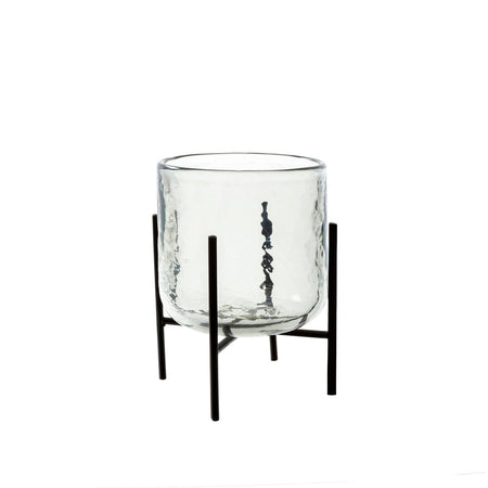Cove Medium Hurricane Glass with Metal Stand