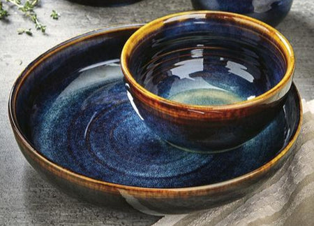 Midnight Blue Reactive Glaze Stoneware Bowl (12 in stock)
