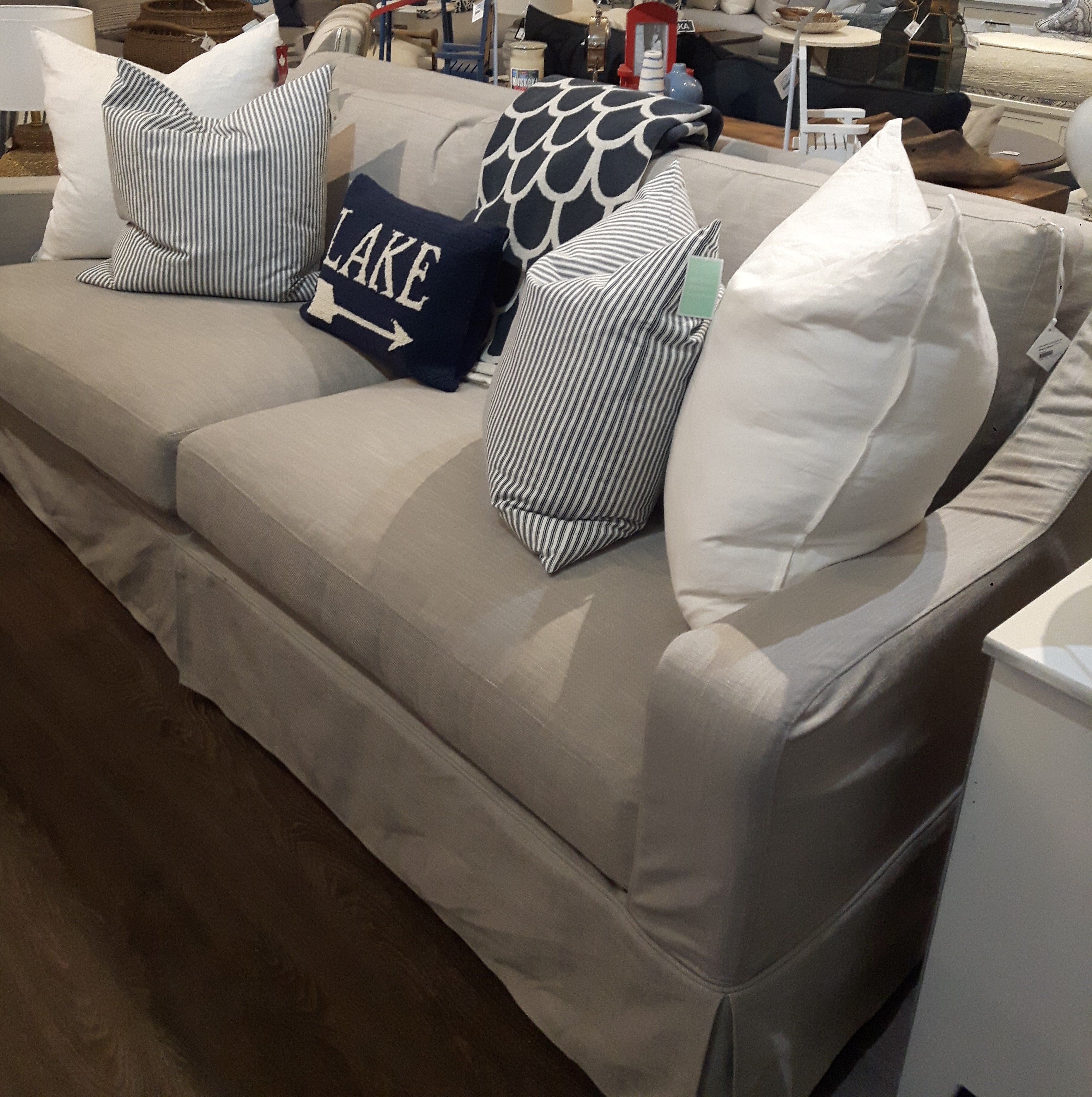 Montgomery Slipcovered Sofa Performance Fabric Bae Pebble (1 in stock)