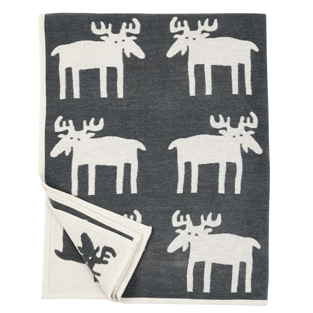 Organic Cotton Throw Moose Dark Grey (2 in stock)