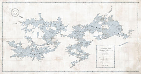 Map Motorboat Guide of Muskoka Lakes Unframed Canvas 68 x36