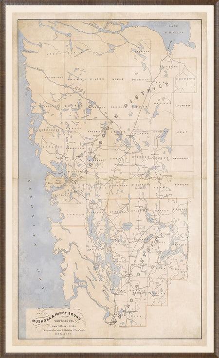 Map of Muskoka and Parry Sound District  framed with glass (1 in stock)