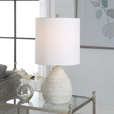 Organic Ceramic Whitewashed Table Lamp (2 in stock)
