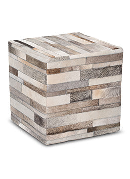 Pampas Grey Genuine Cowhide Pouf 18"  (1 in stock)