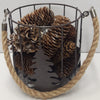 LED Metal Lantern with Pinecones  (qty of 3 in stock)