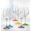 Rainbow Assorted Set of 6 Colored Bohemian Crystal White Wine