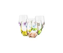 Rainbow Assorted Set of 6 Colored Bohemian Crystal Shot Glasses (1 set in stock)