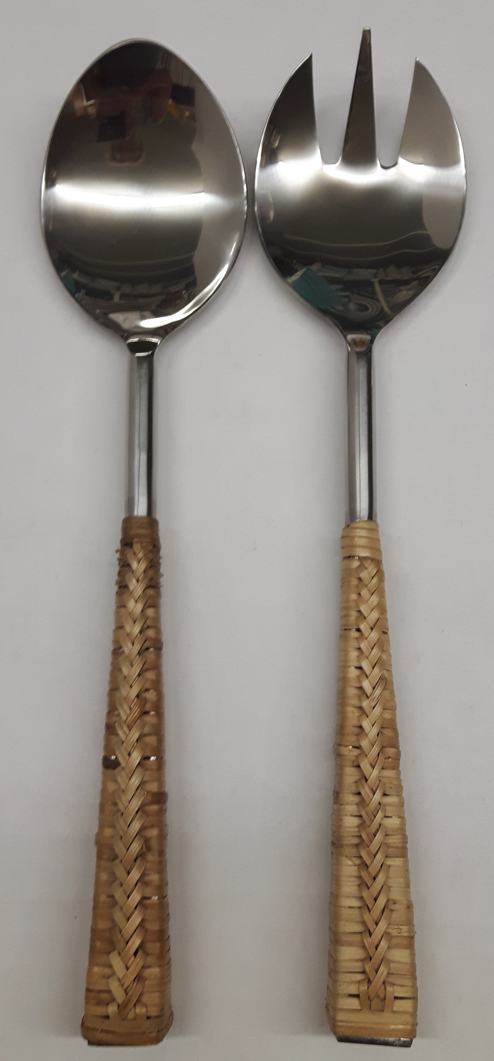 Salad Server Set Rattan Handle