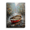 Art - Red Boat in River Painted On Wood (1 in stock)