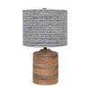 Ribbed Mango Wood Table Lamp with Cotton/Linen striped shade (1 in stock)