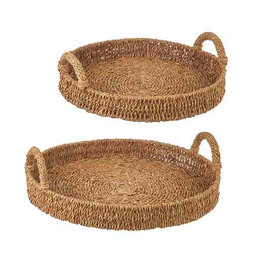 Round Seagrass Handled Tray Large 22" (1 in stock)