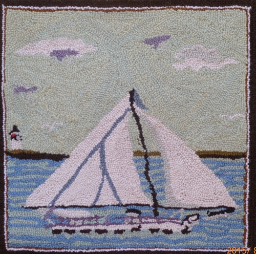 Sailboat Wool Hook Cushion 18"